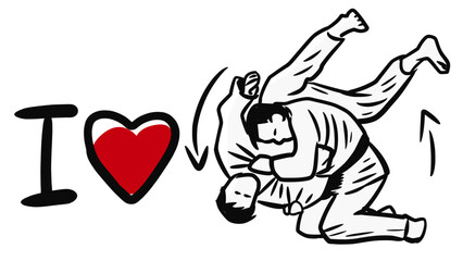 Fototapeta premium I love judo. Separated vector art