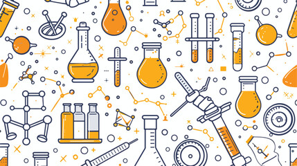 Seamless pattern with scientific laboratory equipment