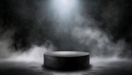 podium on dark smoke background, symbolizing success and achievement