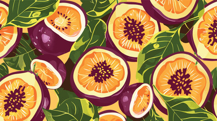 Seamless tropical pattern with juicy passion fruits a