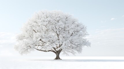 A leafy chestnut tree against a backdrop of pure white