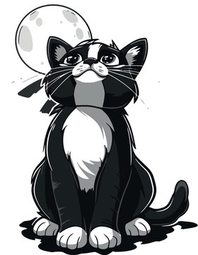 gatto che guarda la luna 01
