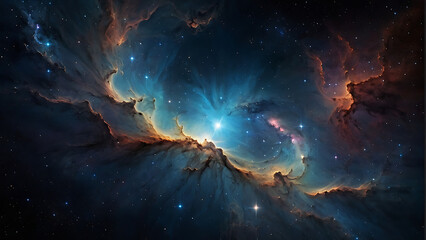 Obraz premium Galaxies Undergoing Colorful Energy Exchange in Deep Space Night Sky