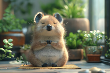 Cute animal is sleeping. Comfort, meditation