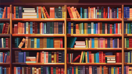 Shelves with books in library Vector style vector 