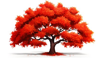 A lush maple tree with vibrant leaves against a solid white background