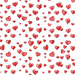 Tileable seamless pattern with tiny red hearts on a white