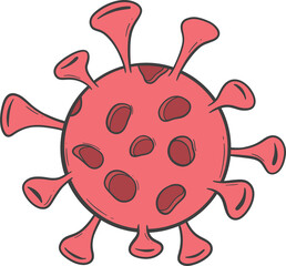 cartoonish red virus