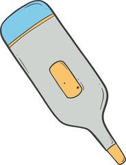 cartoon thermometer with a blue and yellow tip