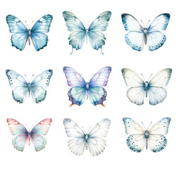Watercolor Butterflies Set.