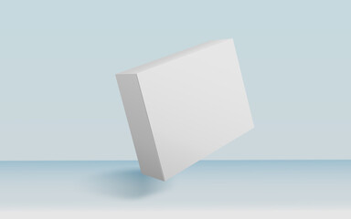 3d rendering realistic white box packaging mockup in studio background. Product mock up modern concept