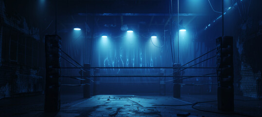 An old boxing ring in an abandoned gym - Powered by Adobe