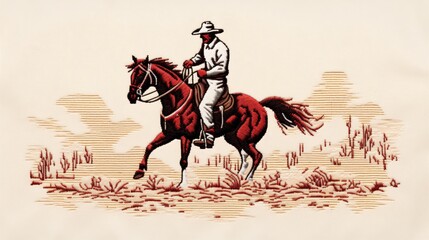 Fototapeta premium portrait of cowboy with hat horse riding