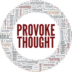 Provoke Thought word cloud conceptual design isolated on white background.