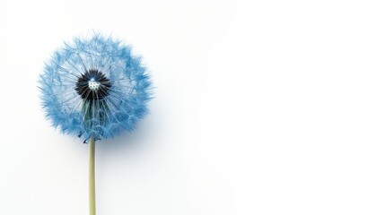 Fototapeta premium Blue dandelion flower against a white backdrop