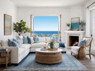 Luxurious Coastal Living Room with Panoramic Ocean Views
