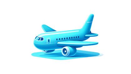 Fototapeta premium A cartoon-style illustration of an airplane, isolated on a transparent background. The airplane is designed with a sleek
