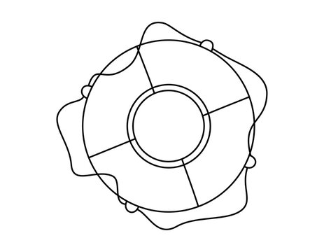 recommend clip art: Hand drawn cute outline illustration of lifebuoy. Flat vector safety buoy in line art doodle style. Support or help on water icon. Protection or assistance. Save from crisis. SOS. Danger. Isolated.