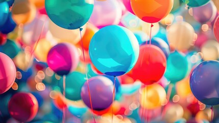 Bright and colorful air balloons as abstract background. colored balloons, celebrating.