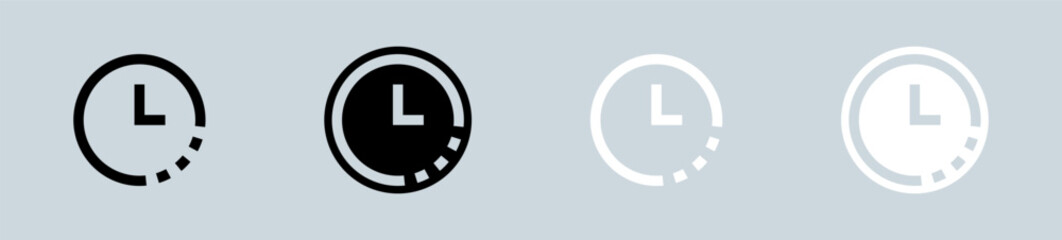 Timer icon set in black and white. Countdown signs vector illustration.