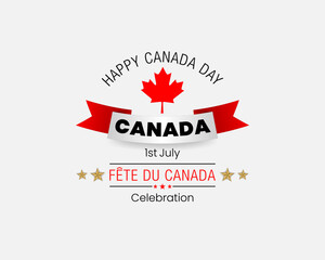 Fête du Canada=Canada Day
Holiday design, background with handwriting texts, maple leaf and national flag colors for First of July, Canada National day, celebration; Vector illustration