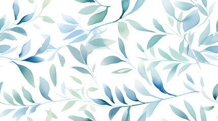 Fototapeta premium watercolor leaf and stems pattern with leaves as accent abstract graphic poster background