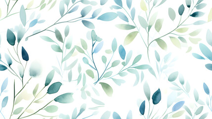 watercolor leaf and stems pattern with leaves as accent abstract graphic poster background