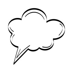 Illustration depicting a black icon of human thoughts (like in comics) on a white background