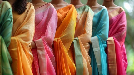 indian saree culture, women in vibrant silk sarees display the diverse indian textile and fashion traditions elegantly during festive gatherings