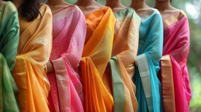 indian saree culture, women in vibrant silk sarees display the diverse indian textile and fashion traditions elegantly during festive gatherings