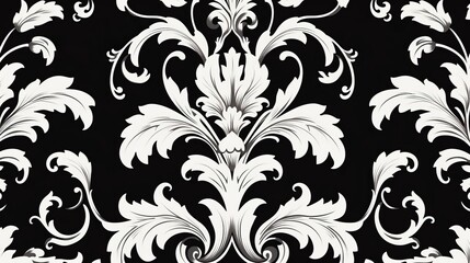 Fototapeta premium Ornamental patterns flat design front view baroque theme water color black and white