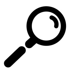 The black magnifying glass icon is on a white background
