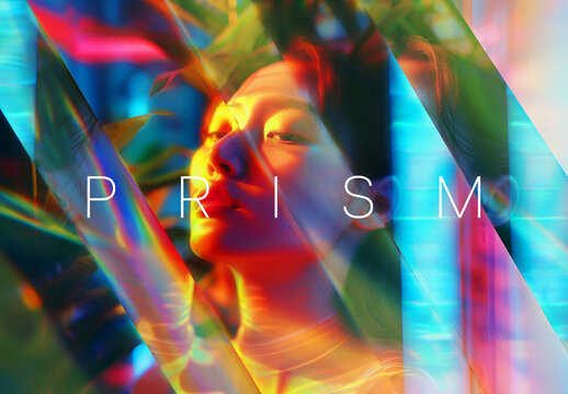 Rainbow Prism Photo Effect Mockup With Generative AI
