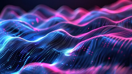 Abstract background with glowing particles, wave lines and bokeh effect,Creative arrangement of lights, fractal and custom design elements as a concept metaphor on subject of network
