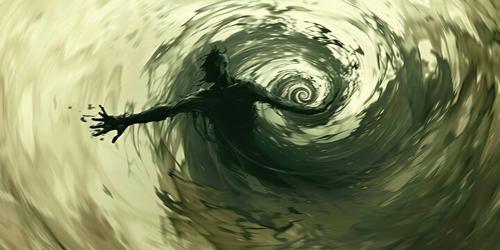Spiraling Out of Control: A whirling dervish of limbs, the addict lost in their own chaotic vortex. 