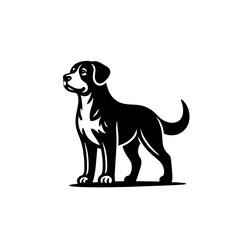 Black dog vector illustration isolated on white background