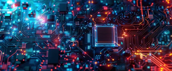 Obraz premium Technology Abstract, Virtual Processing Circuits, Technology Abstract Background