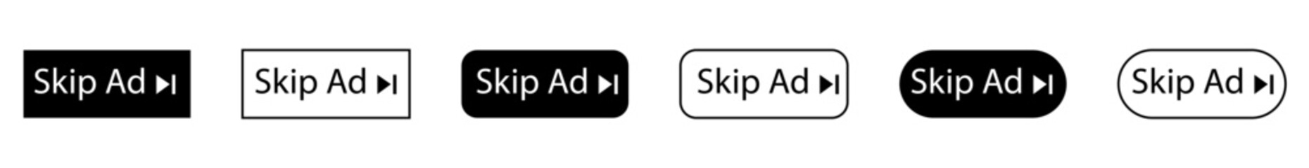 Skip ad button icon. Skip ad icon, vector illustration