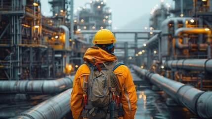 Engineer in Safety Gear and Hardhat Overseeing 