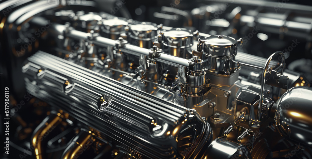 Poster engine. details of modern car engine. generative ai.