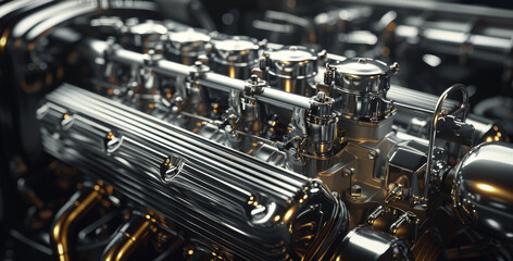 Fototapeta premium Engine. details of modern car engine. Generative AI.