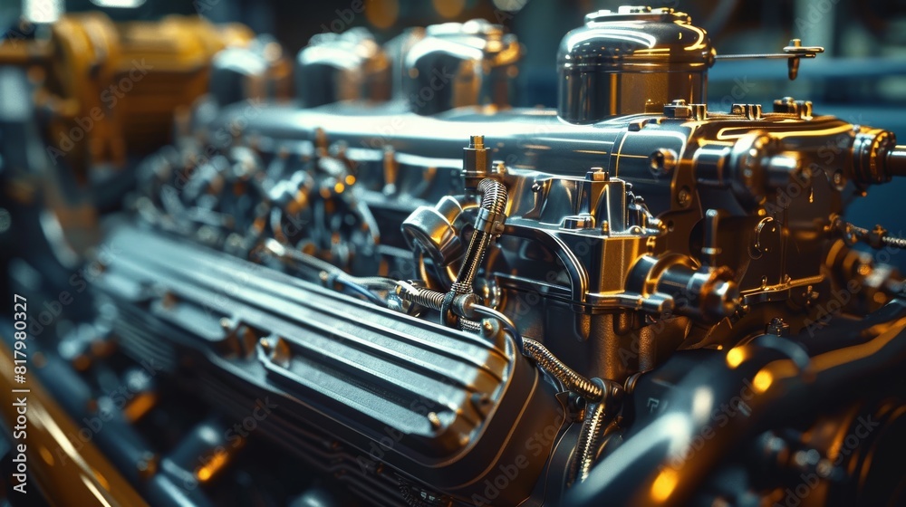 Poster engine. details of modern car engine. generative ai.