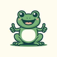 cute happy frog cartoon character vector illustration template design