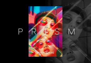 Prism Reflection Poster Photo Effect Mockup With Generative AI