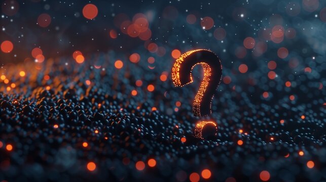Abstract Background, Question mark. 3d abstract on dark background with dots and stars. 
