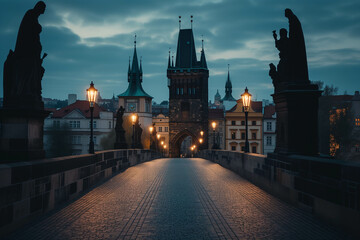 The Charles Bridge in Prague is a beautiful and historic bridge that spans the Vltava River