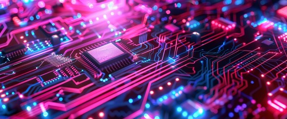 Fototapeta premium Technology Abstract, Neural Fractal Circuits, Technology Abstract Background