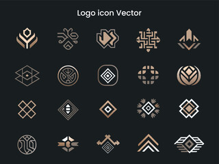 Mega logo collection, Abstract design concept for branding with golden gradient.