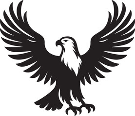 Eagle flying with its wings spread silhouette vector illustration.