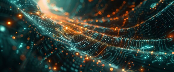 Technology Abstract, Neural Network Streams, Technology Abstract Background